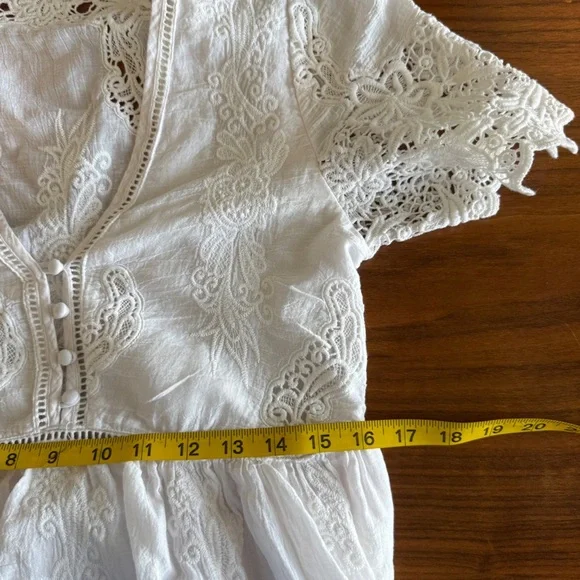 Spell White Embroidered Lace Mini Dress Medium - Picture 13 of 16